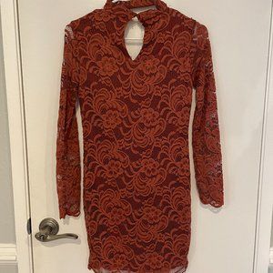 Forever 21 Orange Bodycon Lace Dress